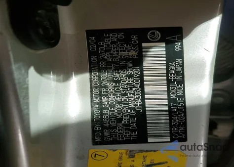 2004 Lexus Es 330 z USA, uszkodzony, nr VIN JTHBA30G340019201